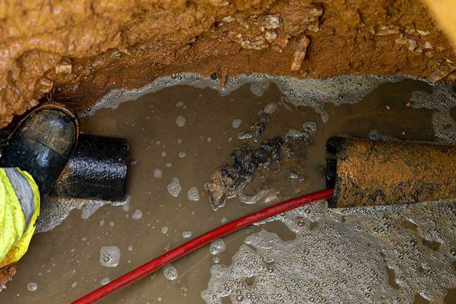 Plumber performing hydro jetting