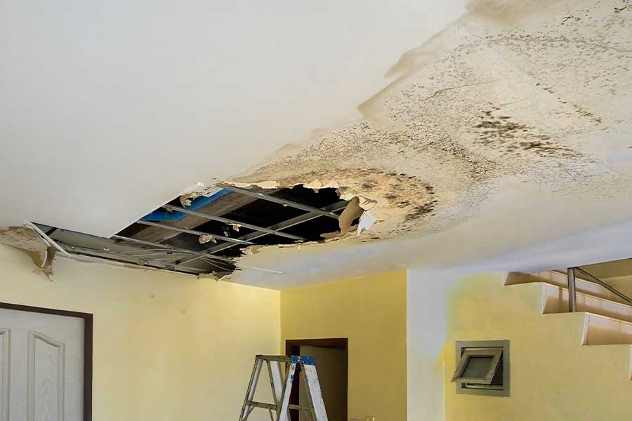 Plumbing repair for damaged ceiling