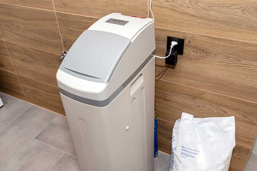 Water softener installation in progress