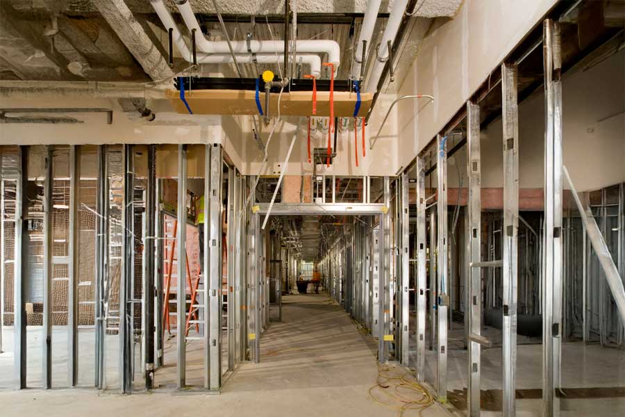 Commercial plumbing maintenance in progress